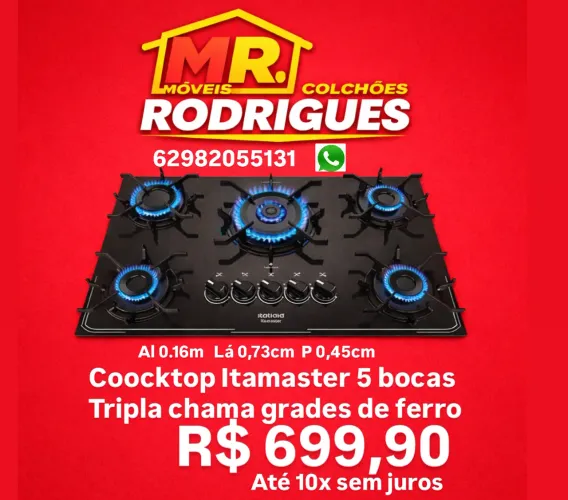 Fogão. Coocktop tripla chama novo