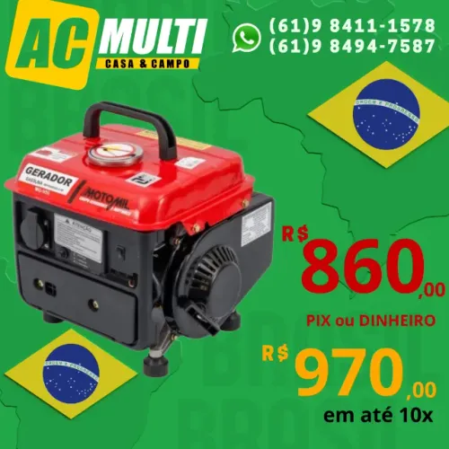 Gerador a Gasolina - hobby MG-950 1KVA 60 Hz 2T Motomil
