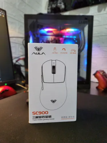 Mouse Gamer AULA SC900 Max Vermelho - 30.000 DPI | Sem fio | 8K Hz | Impecável