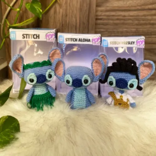 Kit Stitch Trio Amigurumi | Crochê Colecionável Feito à Mão