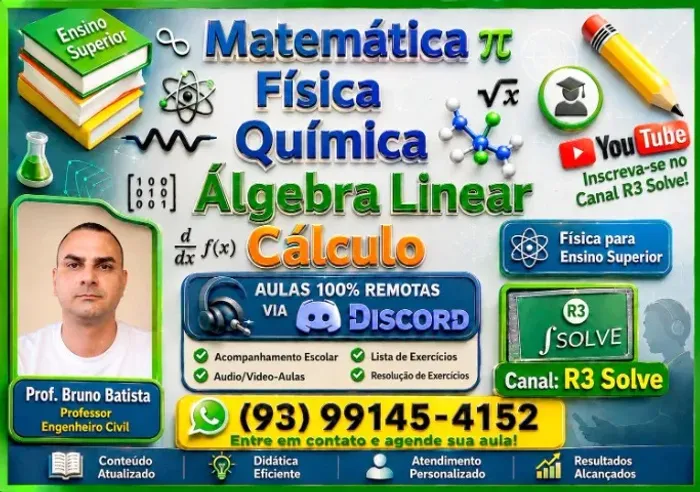 Professor de Exatas [Matemática, Física, Química, Álgebra e Cálculo]