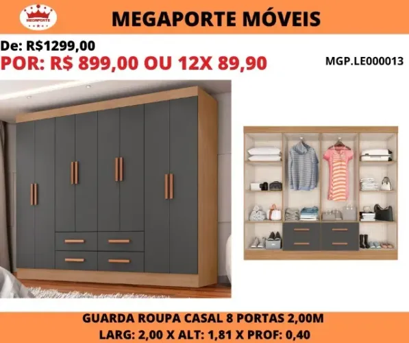 GUARDA ROUPA 08 PORTAS 04 GAVETAS