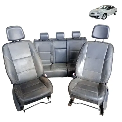 Jogo Banco Couro Renault Fluence 2011 2014 2016 Com Marcas Preto