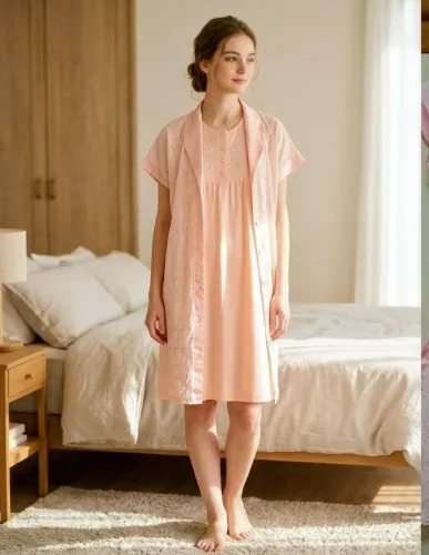 Camisola e penhoar cor salmão