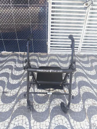 Andador Rollator Mobil de Alumínio Dobrável com 4 Rodas, Assento e Freio para Idosos