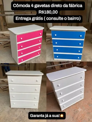 Cômoda 4 gavetas direto da fábrica pronta entrega 180$