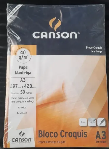 Bloco Croquis Canson Papel Manteiga A3 40 g/m² - 50 Folhas