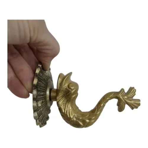 Porta Toalha Antigo Bronze Peixe E Espelho Vintage Parede
