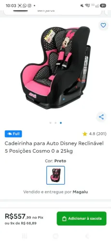 Cadeirinha para Auto Disney Reclinável