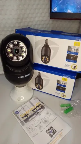Câmera de Segurança Jortan Preta 360° Wifi - Nova na Caixa