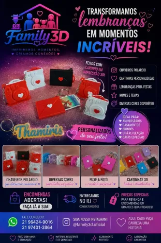 Chaveiros Personalizados com Foto e Nome | Family3D