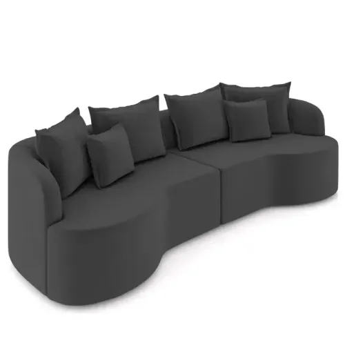 Sofá 4 Lugares Curvo Quito Cinza Chumbo