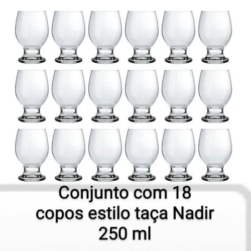 Conjunto de18 copos estilo taça Nadir 250 ml
