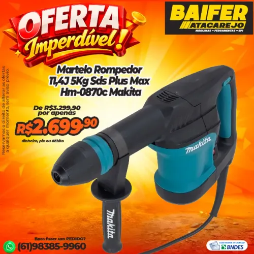 Martelo Rompedor 11,4J 5Kg Sds Plus Max Hm-0870c Makita