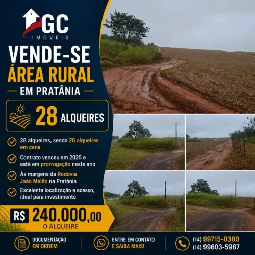 Área rural à venda em Pratânia