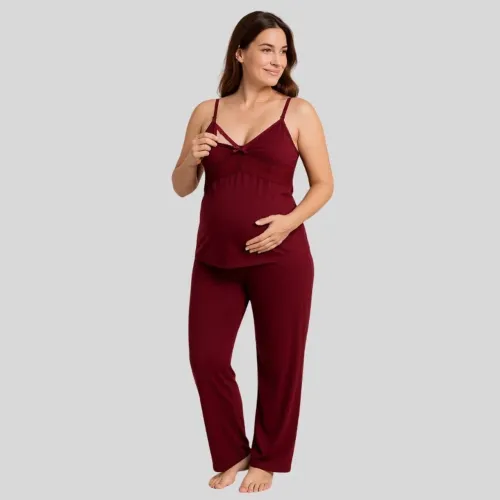 KIT 02 Pijamas Amamentação com Renda e Blusa abertura em Click Alça Reforçada
