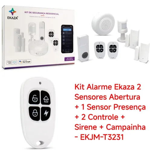 Kit Alarme Ekaza 2 Sensores Abertura + Controle Alexa 