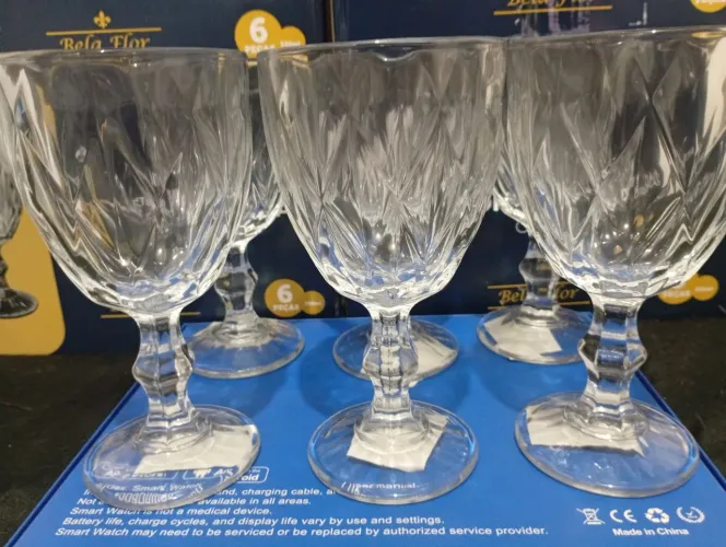 Jogo de 6 Taças de Cristal 340ml de Brilho Incomparável -
