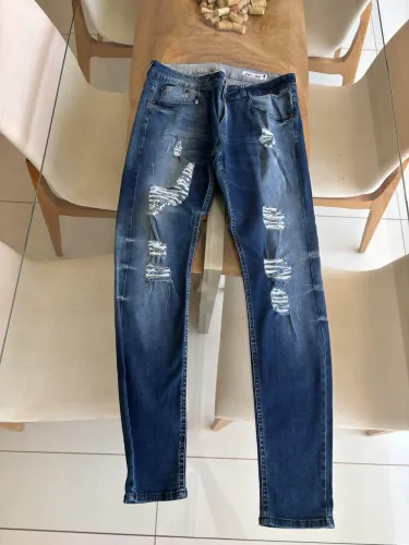 Calça Jeans Masculina Zip-Off Skinny Rasgada Destroyed - Azul?