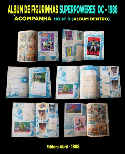ALBUM DE FIGURINHAS SUPERPOWERS DC de 1988 - ACOMPANHA HQ Nº9 (ALBUM DENTRO)