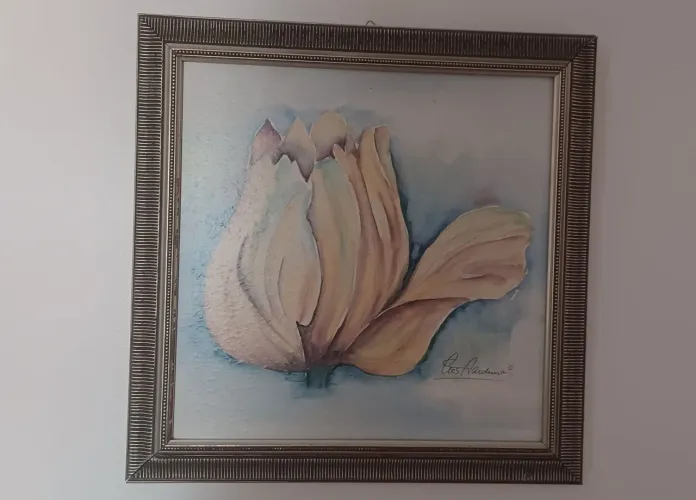 Quadro de Flor Rosa Amarela 40 X 40 cm