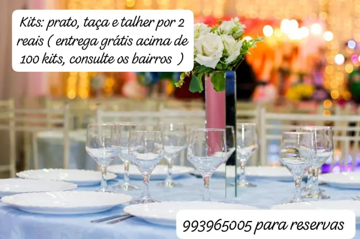 Aluguel de louças para festas eventos/ valor promocional 2 reais