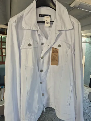 " JAQUETA JEANS, BRANCA, NOVA, TAMANHO G, V/T !".