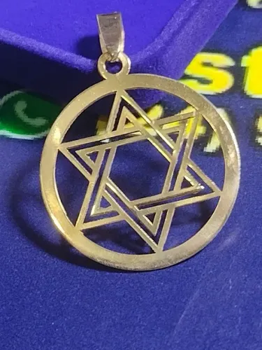 Pingente Estrela Davi 3.20 Grams Ouro 18 Kilates 30 mm Maciça 