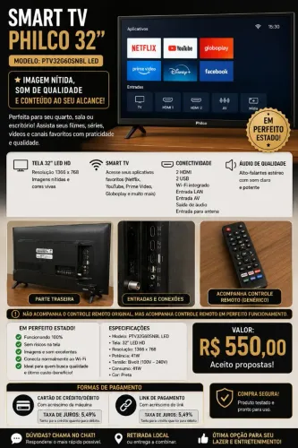 Smart TV 32" em Perfeito Funcionamento