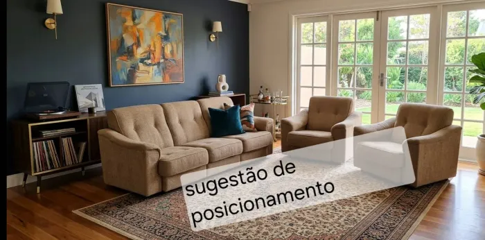 Jogo de sofá 3 lugares e 2 poltronas retrateis