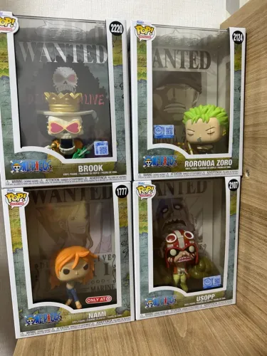 Set 4 Funko Pop Poster Wanted One Piece Zoro Usopp Nami e Brook Lacrados
