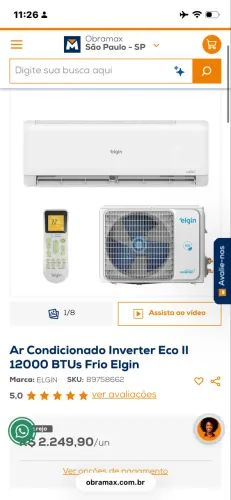 Ar condicionado eco II wifi novo