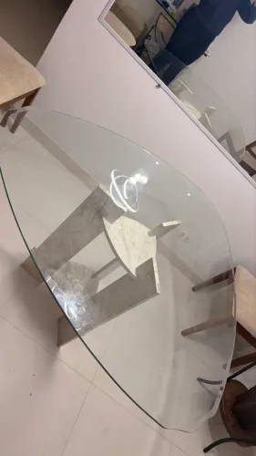 Tampo de vidro triangular para mesa 