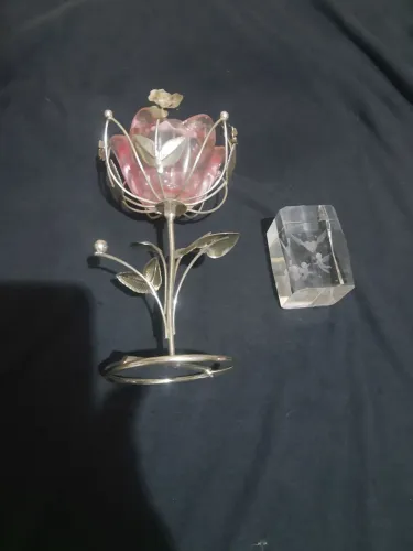 Rosa decorativa para vela+cristal de anjo