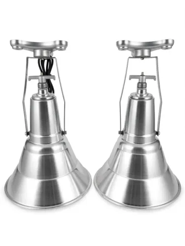 *2 luminárias industriais de galpão em alumínio, modelo sino grande com suporte tipo T