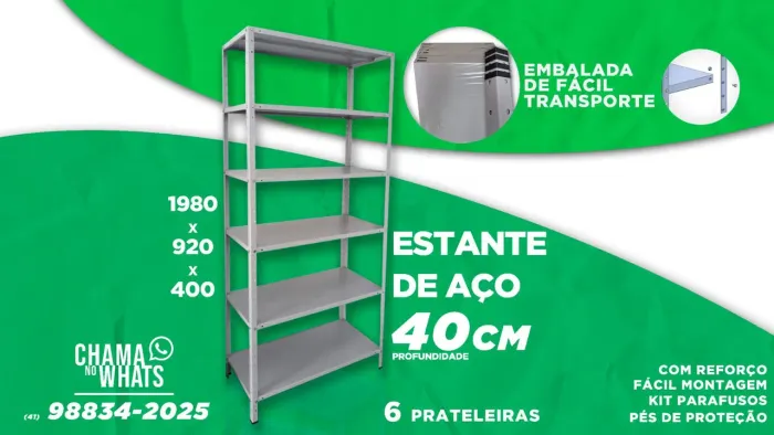 Estantes de aço 40 cm a pronta entrega