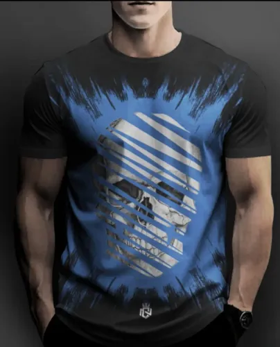 Camiseta Masculina Preta de algodão com poliéster de ótima qualidade 