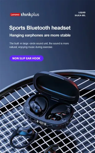 Lenovo LP75 Fones de ouvido esportivos sem fio com microfones, controle de botão, display