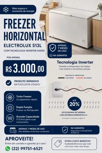 FREEZER HORIZONTAL ELETROLUX 513L