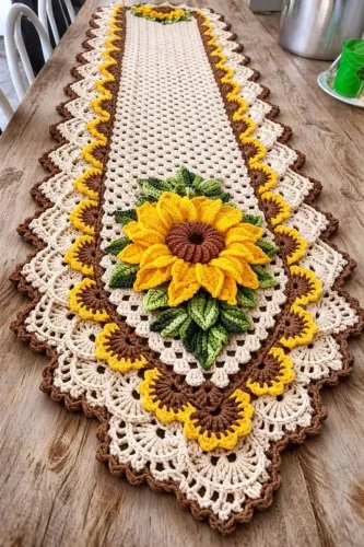 Trilho de mesa de crochê