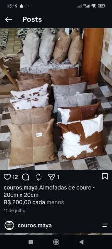 Almofadas em pele de boi natural
