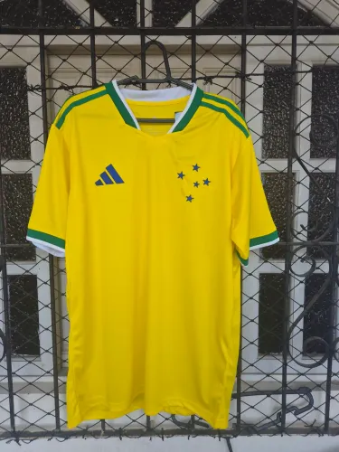 CAMISA MASCULINA CRUZEIRO BRASIL ADIDAS 2026 - AMARELO+VERDE