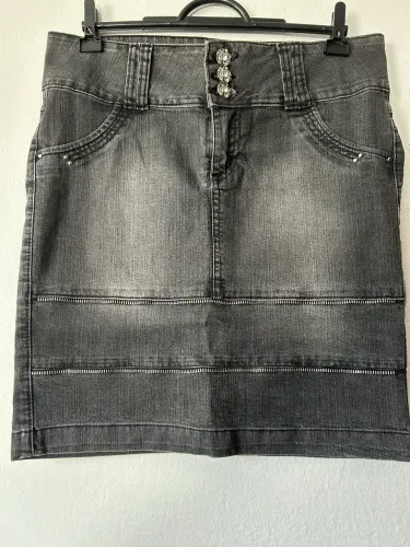 Saia midi Dahouk jeans black - tamanho M