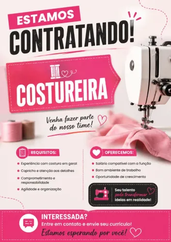 Estamos precisando de costureira ou costureiro