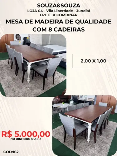 Mesa de Madeira de Alta Qualidade c 8 Cadeiras