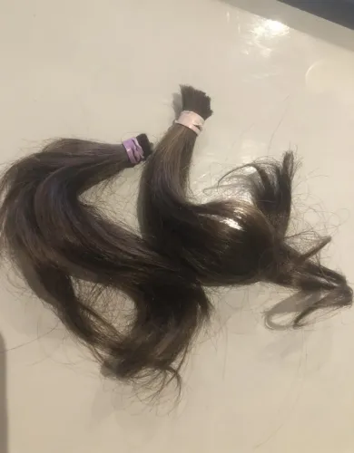 Mecha de cabelo natural loiro escuro, com 18 cm de comprimento, lisa ondulada infantil.