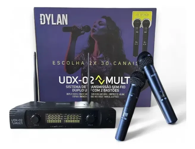 Microfone Dylan Udx02 Preto Sem Fio 10x R$ 89,00 no cartão de crédito.