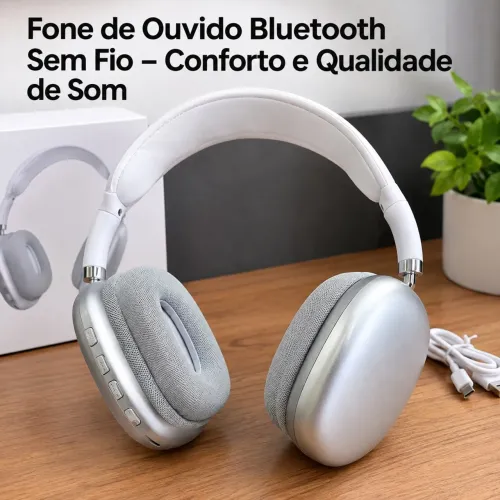 Fone de Ouvido Bluetooth Sem Fio - Headphone Estéreo Confortável