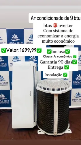 Ar condicionado de 9 btus inverter/garantia 90 dias / entrega
