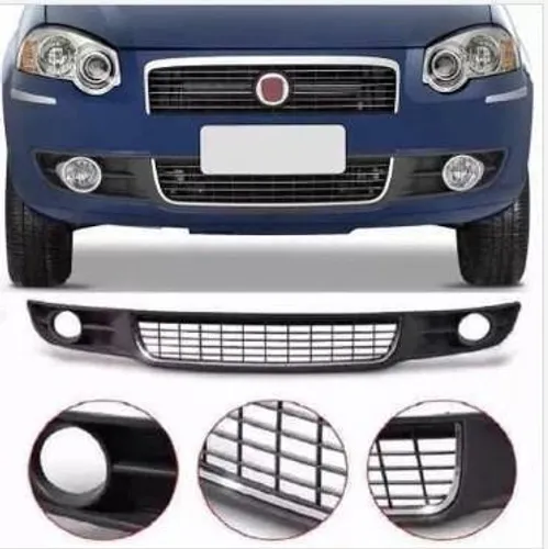 Grade Palio Siena Preta Friso Cromado com furo para farol de milha